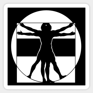 Vitruvian Man - Original Logo Banner Sigil - Dark Design for Light Backgrounds Sticker